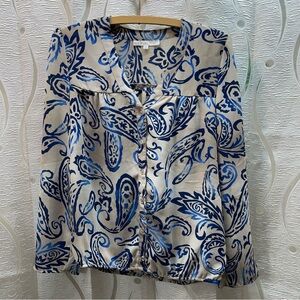 Cleo Blue and Cream Floral Top